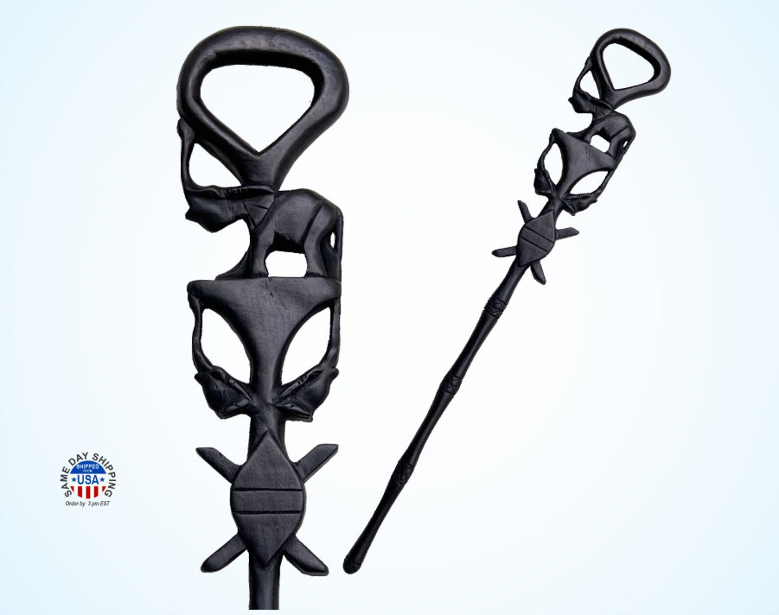 Wooden Art Walking 36 Stick Handmade One Piece Art Etsy