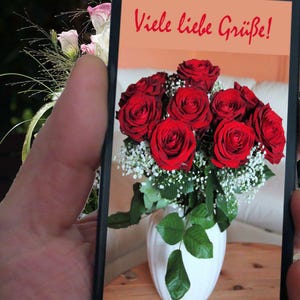 Carte électronique Bouquet de vœux d'amour avec roses rouges