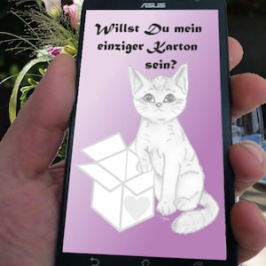Jolie carte électronique avec un chat, par exemple pour la Saint-Valentin, un mariage, une demande en mariage, tout simplement par amour