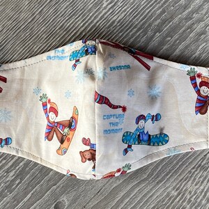 Face MASKS - WINTER GAMES Theme - Washable, Reusable & Adjustable (2-layer or 3-layer w/filter pocket/Metal Nose Piece Option Available)
