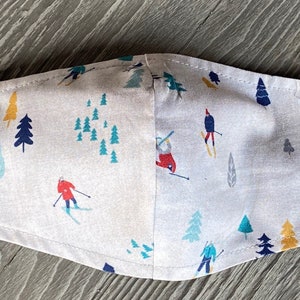 Face MASKS - HIT the SLOPES Theme - Washable, Reusable & Adjustable (2-layer or 3-layer w/filter pocket/Metal Nose Piece Option Available)