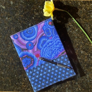 Fabric Notebook Cover ~ Reusable Fabric Journal Cover ~ School Notebook 9.75” x 7.5”. NOTEBOOK INCLUDED