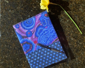 Fabric Notebook Cover ~ Reusable Fabric Journal Cover ~ School Notebook 9.75” x 7.5”. NOTEBOOK INCLUDED