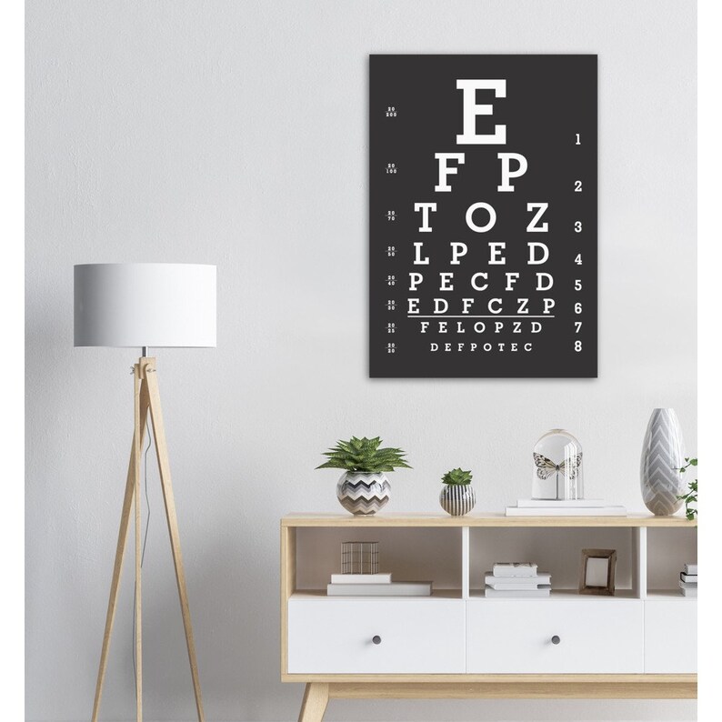 Printed Eye Chart Poster Poster Eye Chart Wall Art Black Etsy
