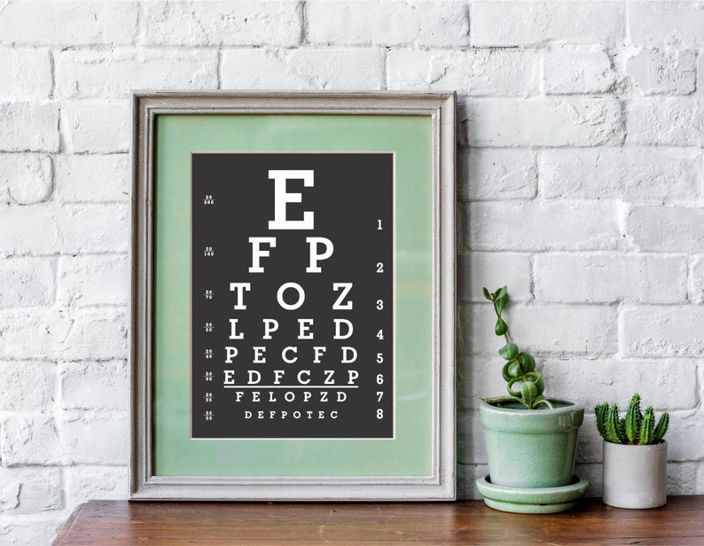 Eye Chart Poster Art Poster Digital Download Wall Art Etsy