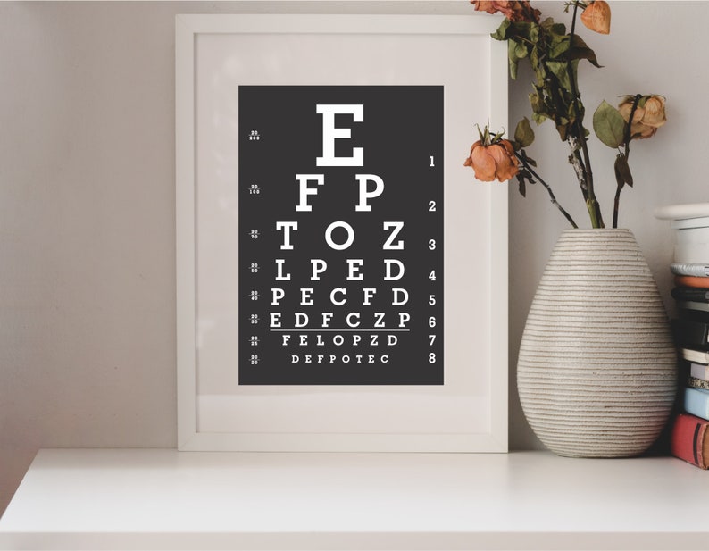 Eye Chart Poster Art Poster Digital Download Wall Art Etsy