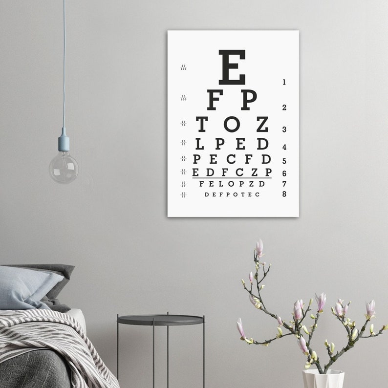 Printed Eye Chart Poster Poster Eye Chart Wall Art Black Etsy Eye Chart Wall Art