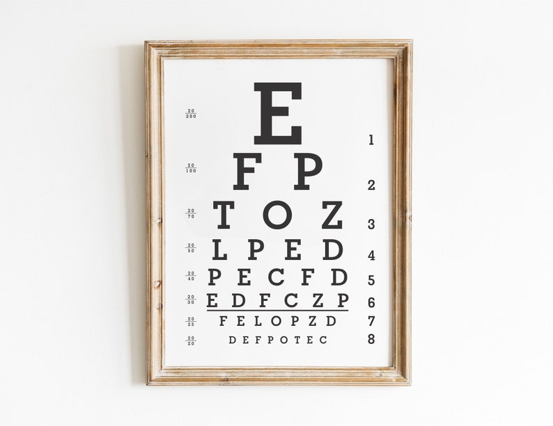 Eye Chart Poster Art Poster Digital Download Wall Art Etsy