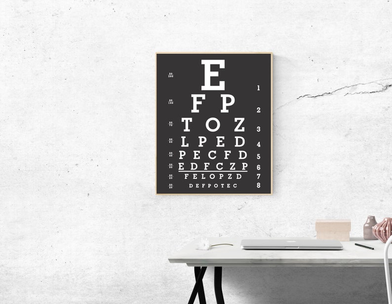 Eye Chart Poster Art Poster Digital Download Wall Art Etsy