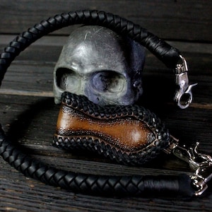 Leder Geldbörse, Geldbörse Kette, geflochtenes Leder Schlüsselband, geflochtene Geldbörse Kette, Leder Schlüsselanhänger, Leder Weave, Biker Pats Jeans Kette