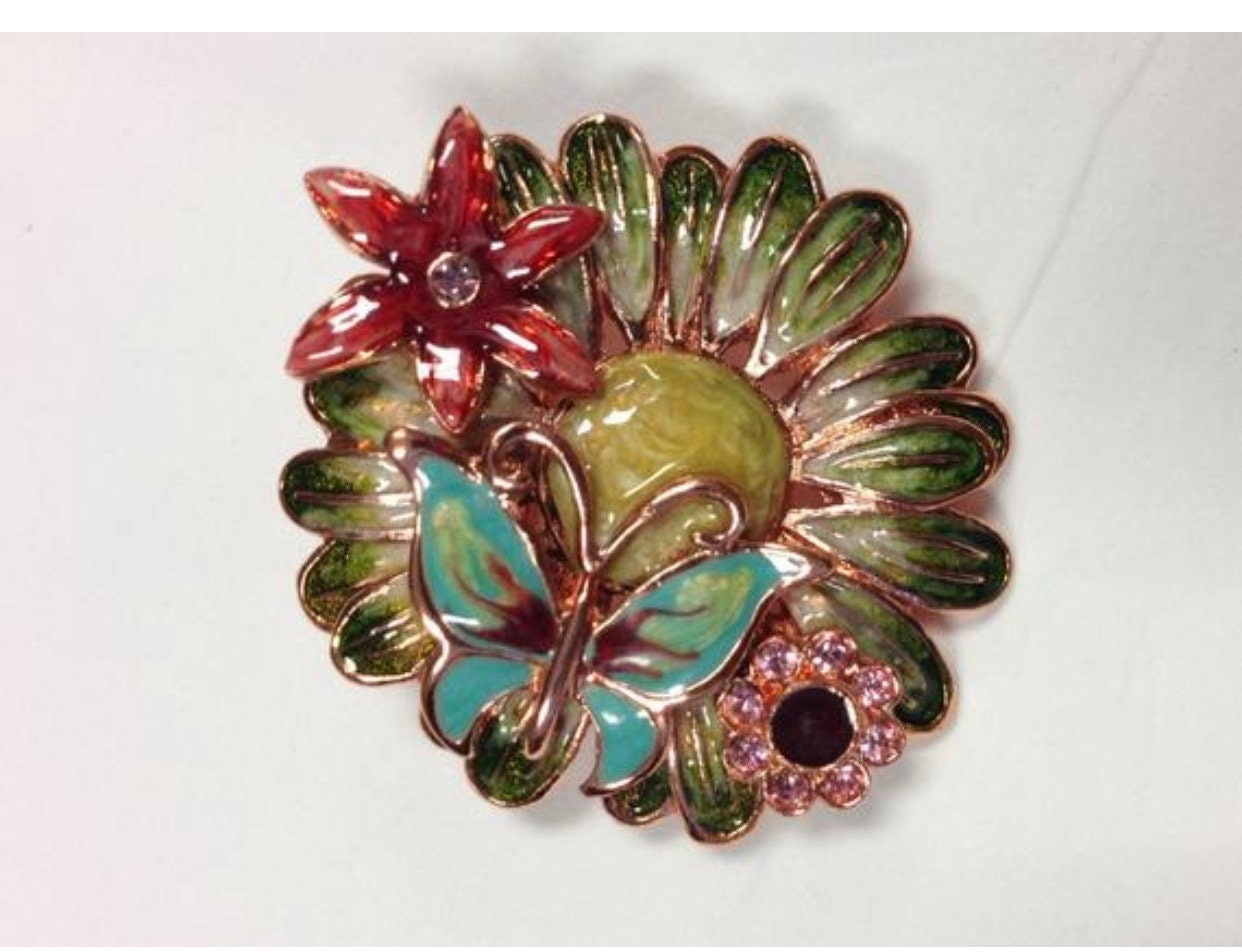 Floral Rose Gold  Brooch, Made in Czech Republic. Rose Gold plating with Crystal Stones.