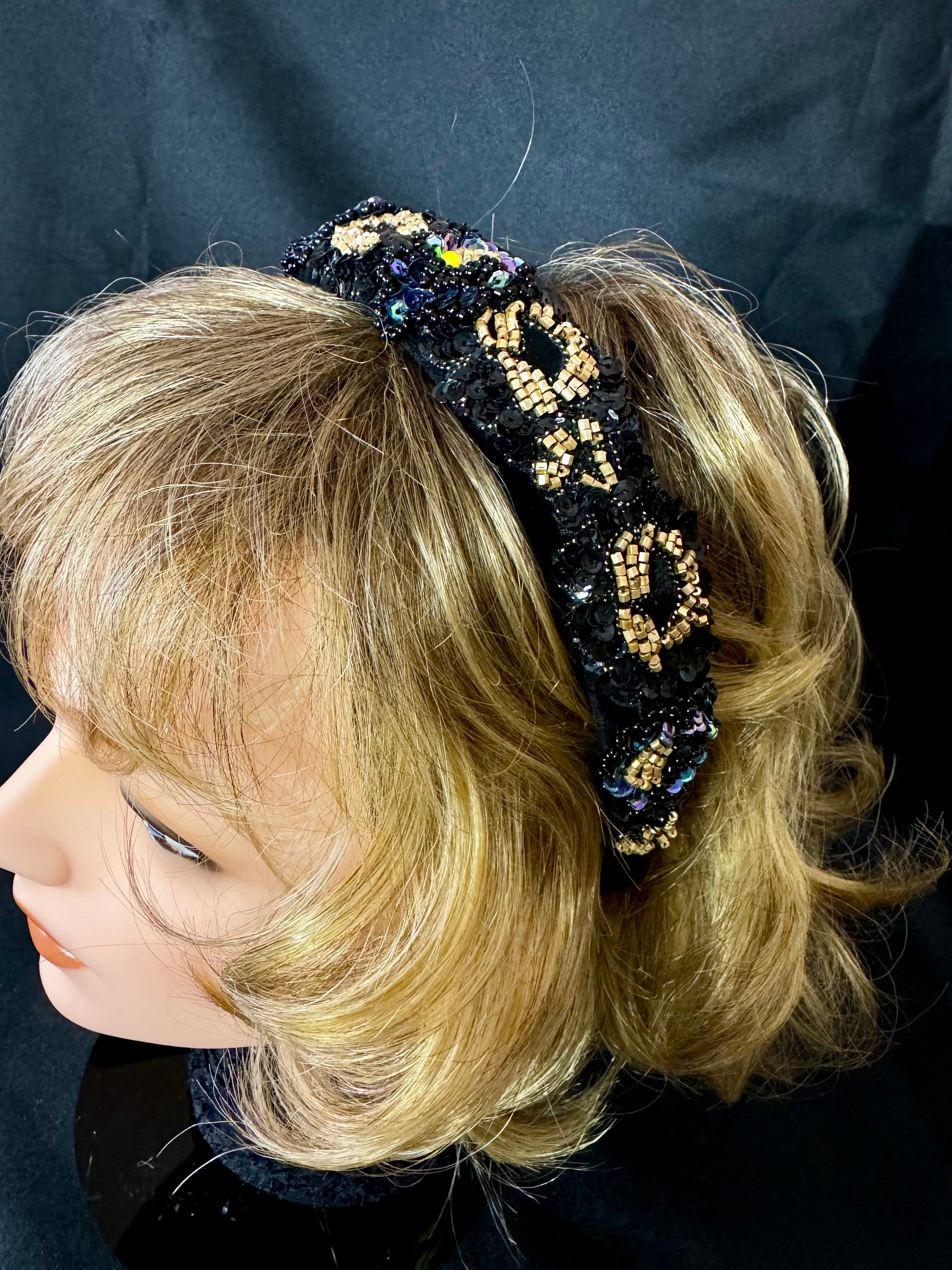 Sassy Fancy Embellished & Beaded Headband Stevie Gingham Beaded Headband Pink – INK+ALLOY LLC main image 3