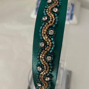 Gorgeous Emerald Beaded Rhinestones Headband.Proms, Pageants, Parties,Flower Girl, Photoshoot.