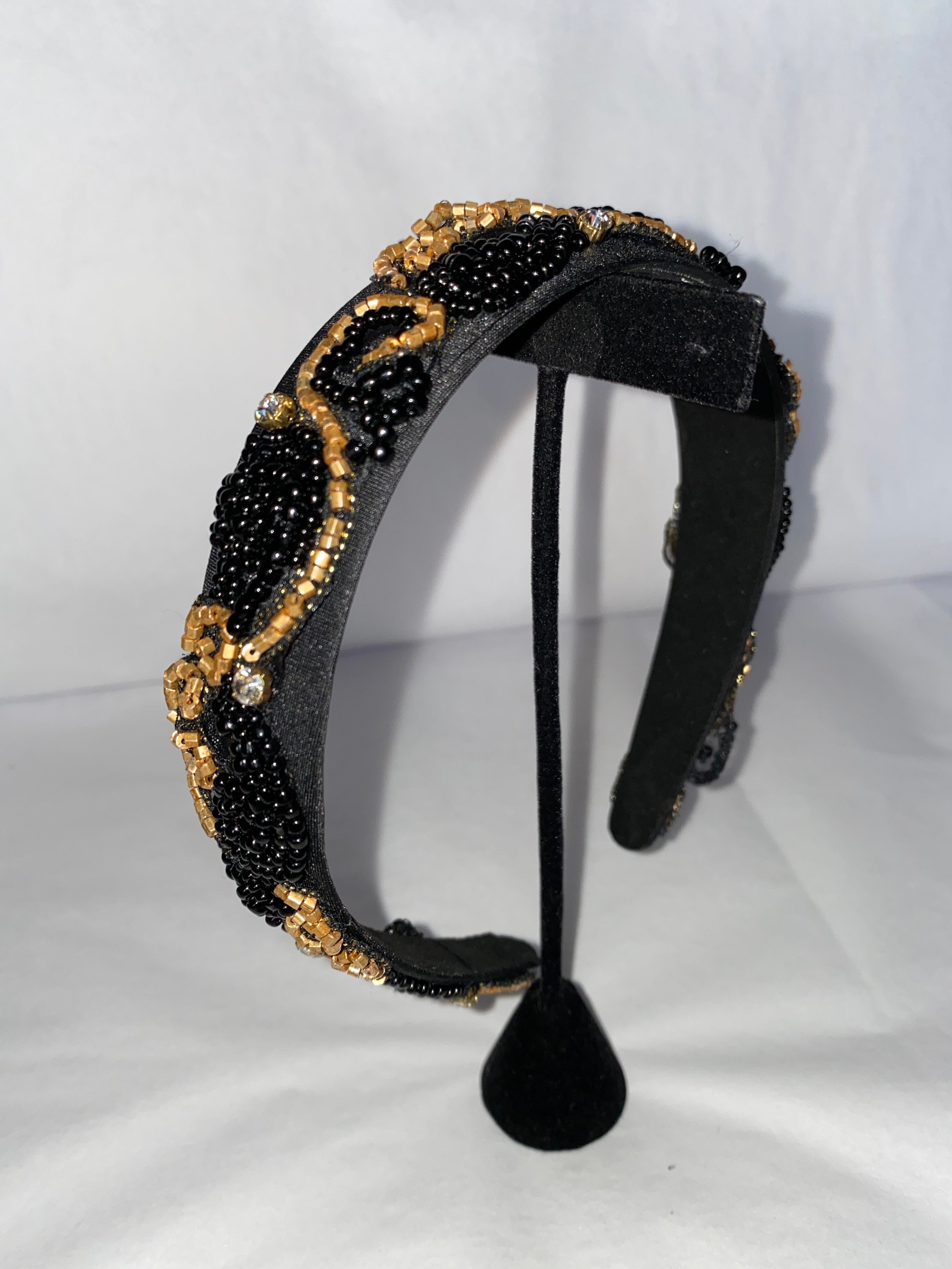 Handmade Beaded Black Headband, Party Headpiece - Etsy