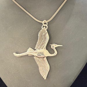 handmade silver Heron pendant & chain