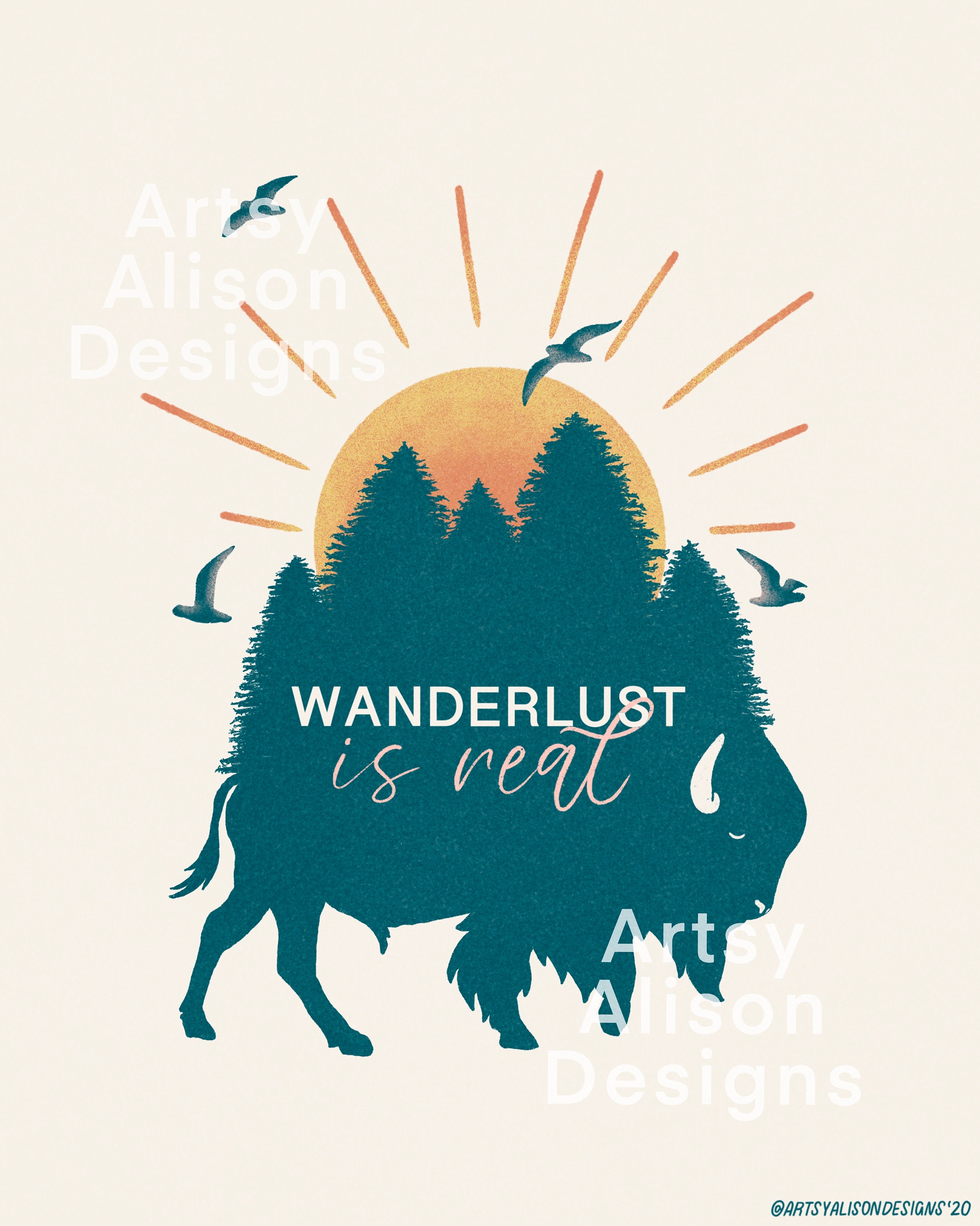 Wanderlust is Real DIGITAL Printable Wanderlust Print 8x10 Digital