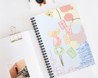 Pastel Tanghulu Collage Spiral Notebook - Ruled Line