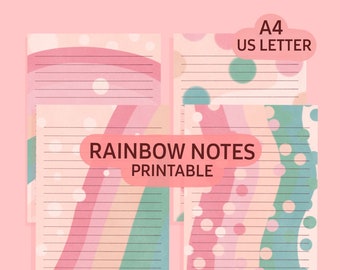 Rainbow Lined Notes | Printable | A4 & US Letter