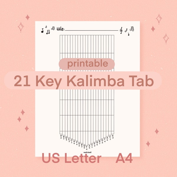 21 Key Kalimba Tab Blank Sheet Music Printable