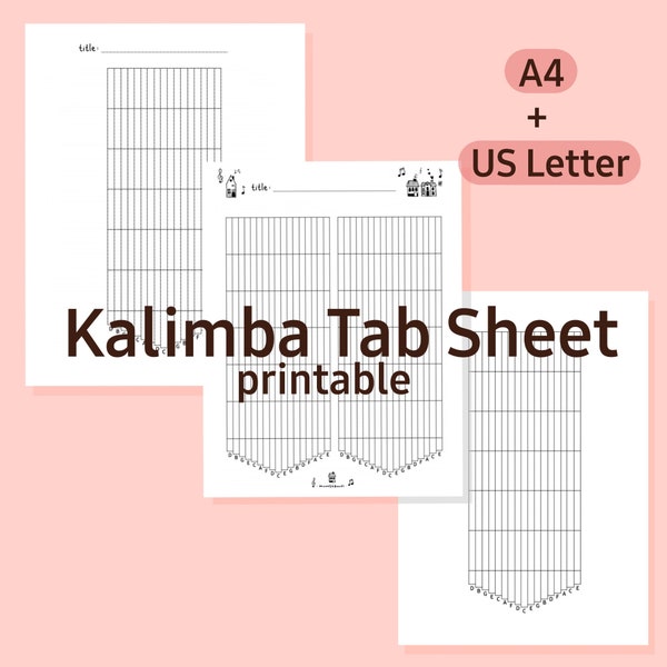 17 Key Kalimba Tab Blank Sheet Music Printable