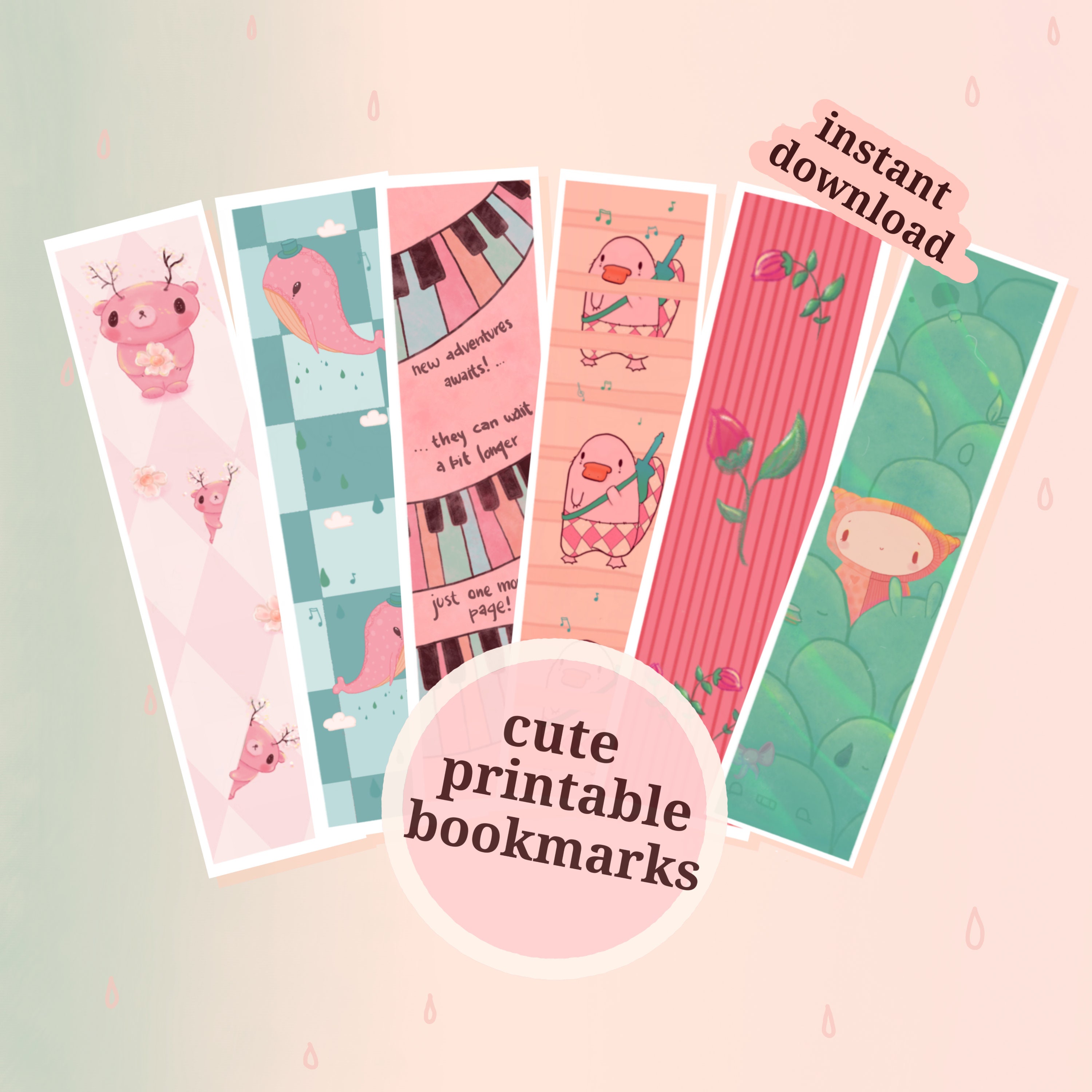 cute bookmark bundle printable etsy