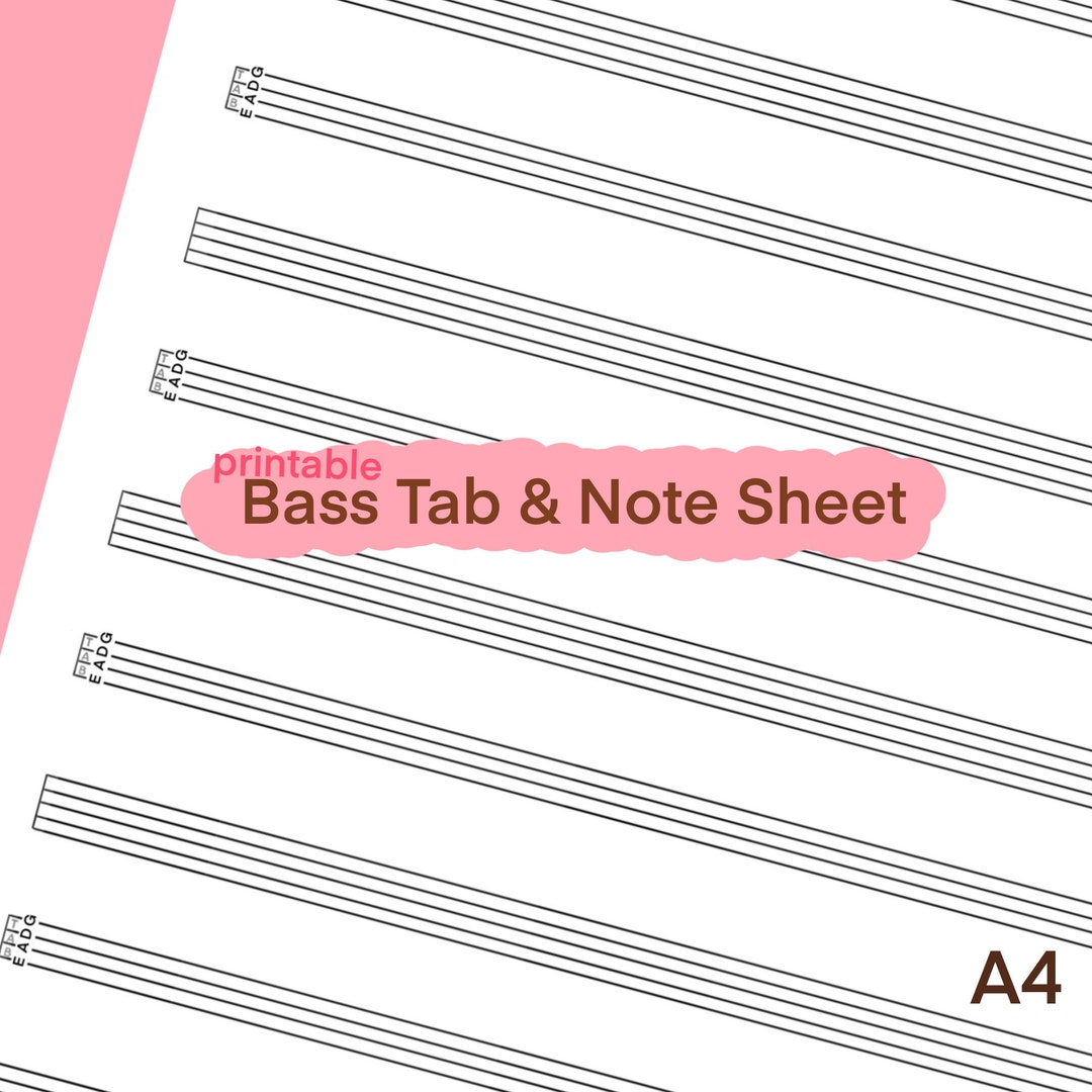 Bass Tab & Note Sheet Printable A4 Etsy