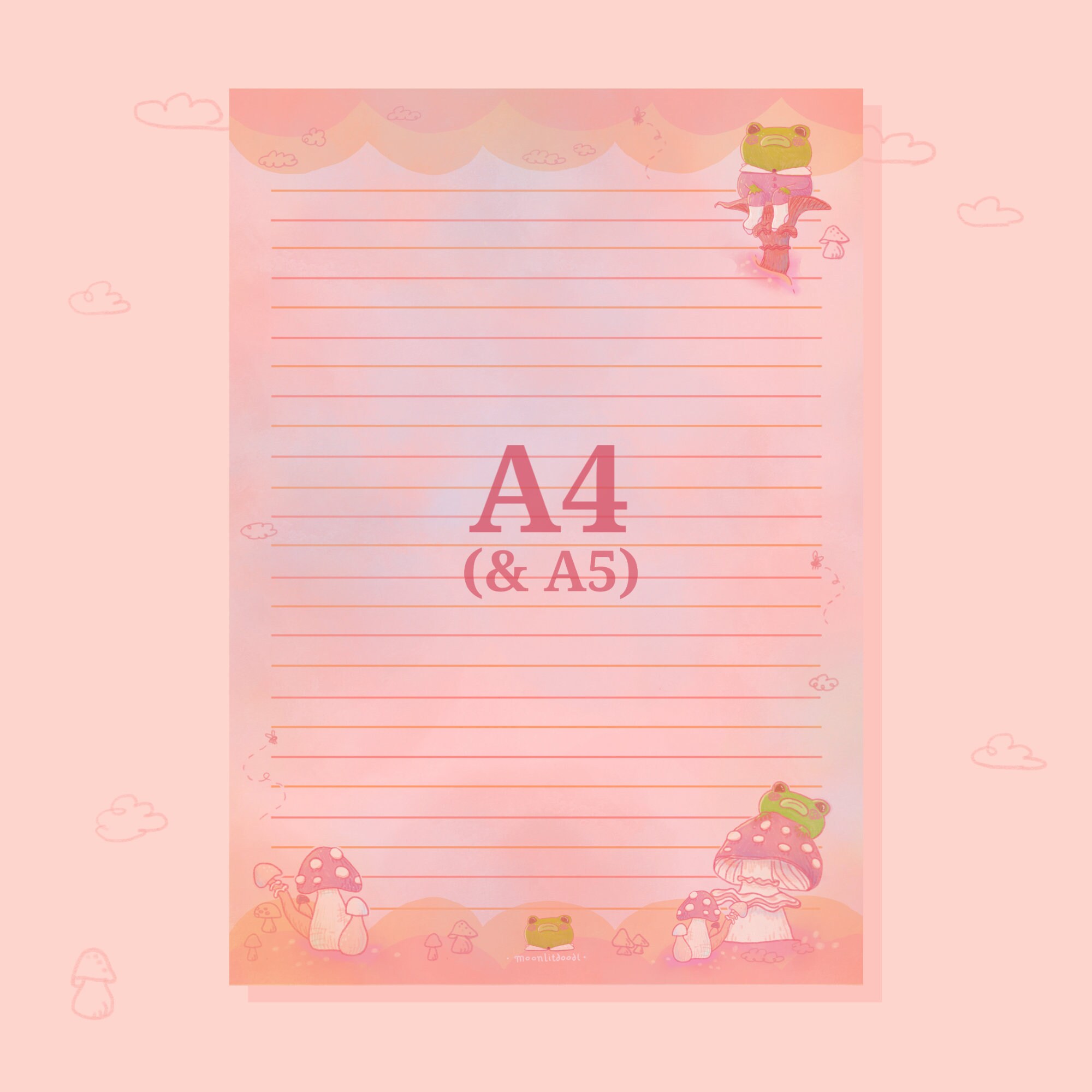 Printable Notes | Frogs & Mushrooms | US Letter A4 - Etsy