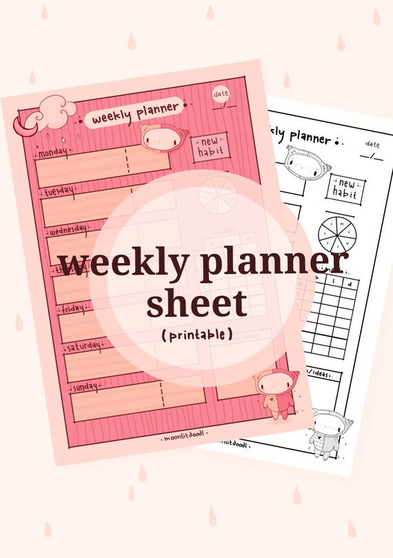 Weekly planner sheet cute printable | Etsy