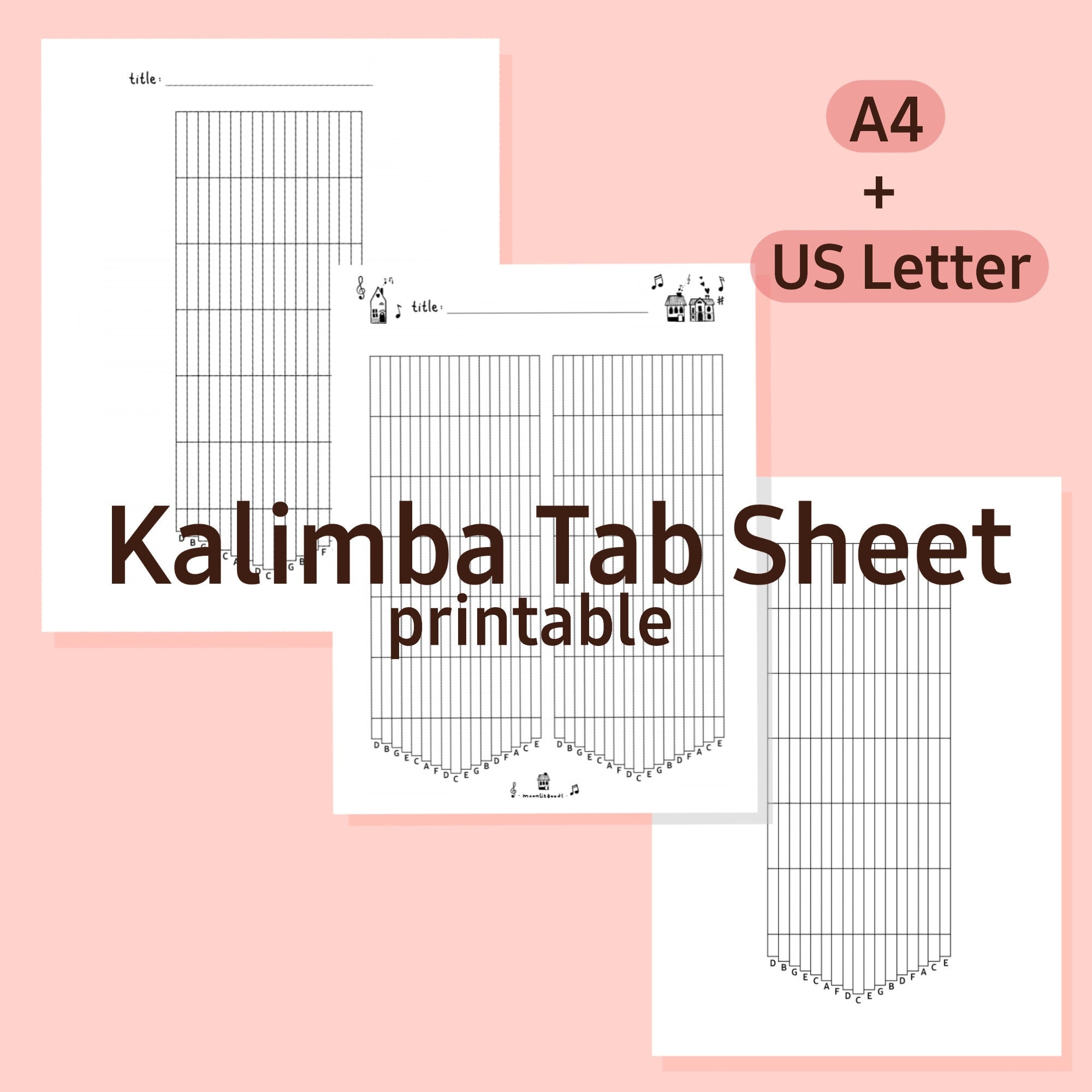 17 Key Kalimba Tab Blank Music Printable - Sweden