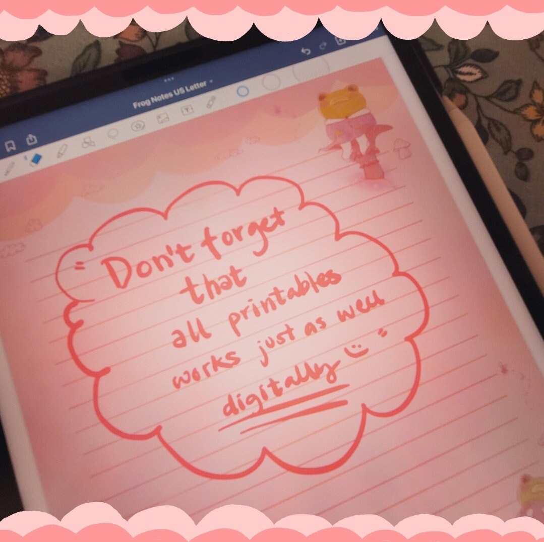 Printable Notes Frogs & Mushrooms US Letter A4 - Etsy