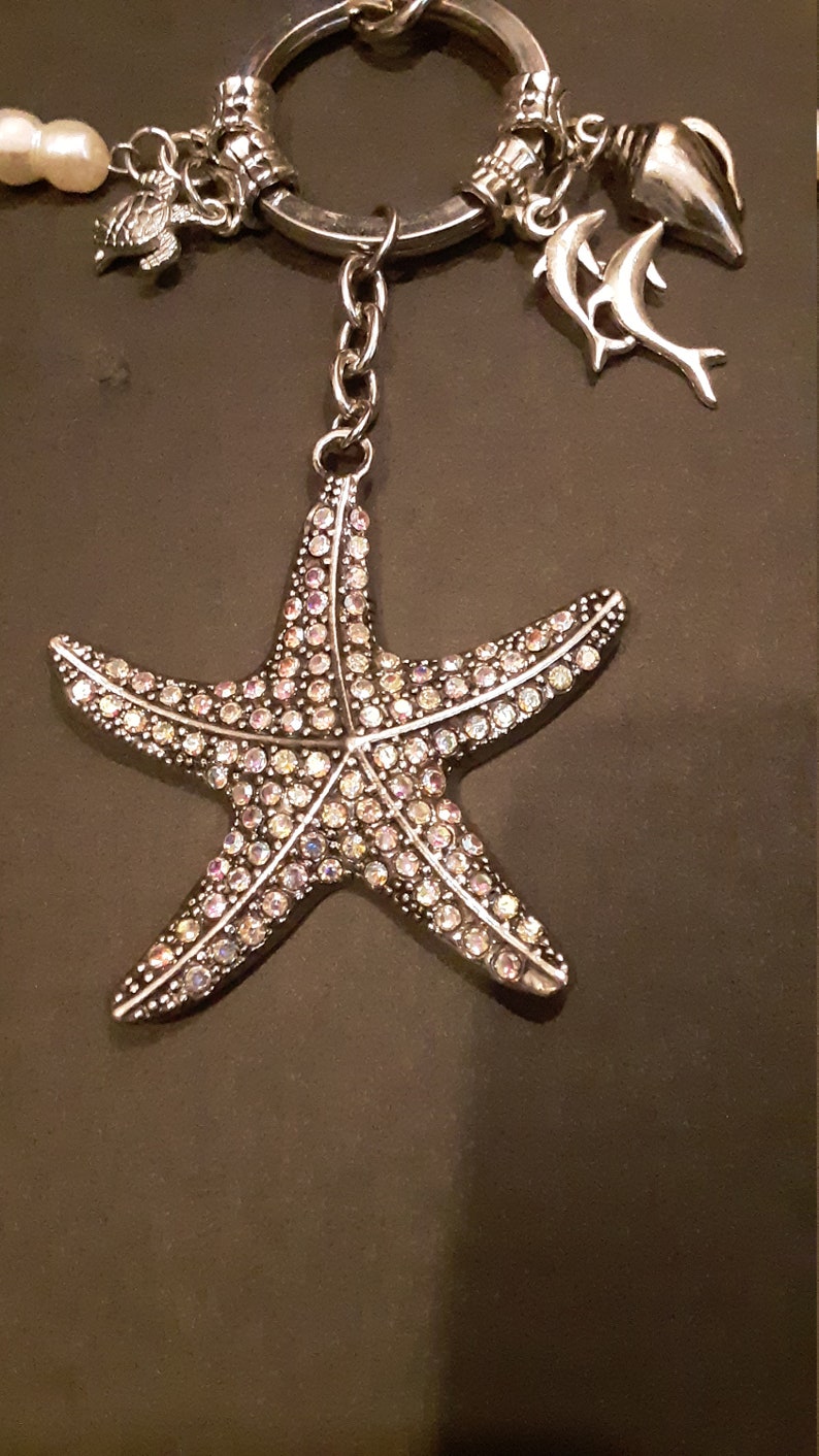 Silver Bling StarfishBeach Themed Purse Keyring Charms