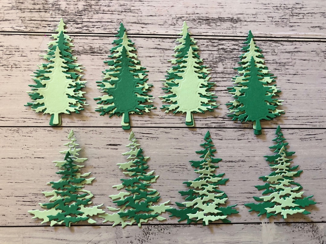 20 X Fir Tree, Christmas Tree Die Cut Outs. Differing. Use Layered for