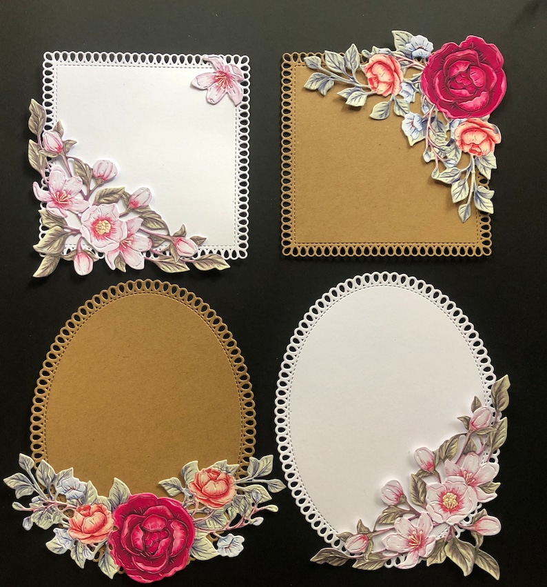 Die Cut Flower Bundle With Backing Card Toppers. Cut From Printed and