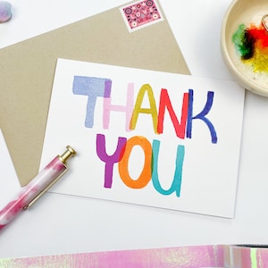 Thank You Card, Note Cards Blank, Single, Box of 5