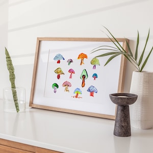 Mushroom Wall Art, Watercolor Painting
