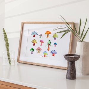 Mushroom Wall Art, Watercolor Painting image 1