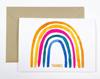 Rainbow Thank You Card, Thanks Blank Note Card