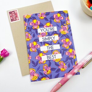 La meilleure carte vierge, enseignants, fête des mères, carte de correspondance florale