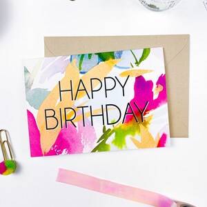 Carte vierge de joyeux anniversaire, carte de correspondance florale