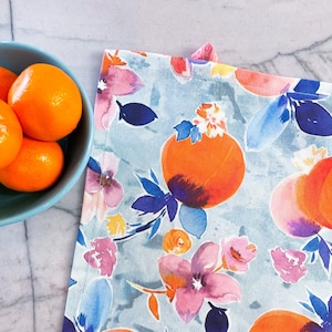 Watercolor Oranges Tea Towel Citrus Fruit Hostess Gift