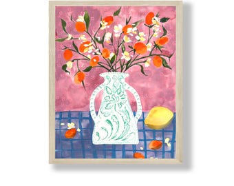 Citrus Bouquet Kumquats Kitchen Vase Still Life Art Print