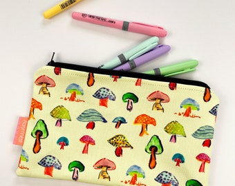 Mushroom Print Zippered Pouch Makeup Bag