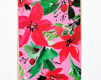 Poinsettia Flowers Christmas Card, Single, Box of 5