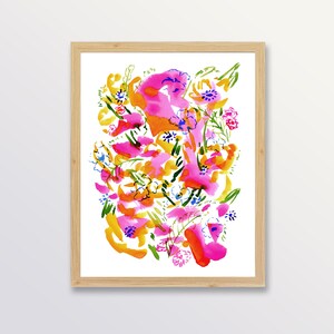 Pink Abstract Floral, Wall Art, Watercolor Painting, Original Art