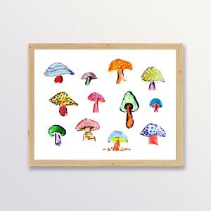 Mushroom Wall Art, Watercolor Painting image 5