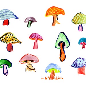 Mushroom Wall Art, Watercolor Painting image 2