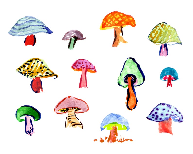 Mushroom Wall Art, Watercolor Painting image 2