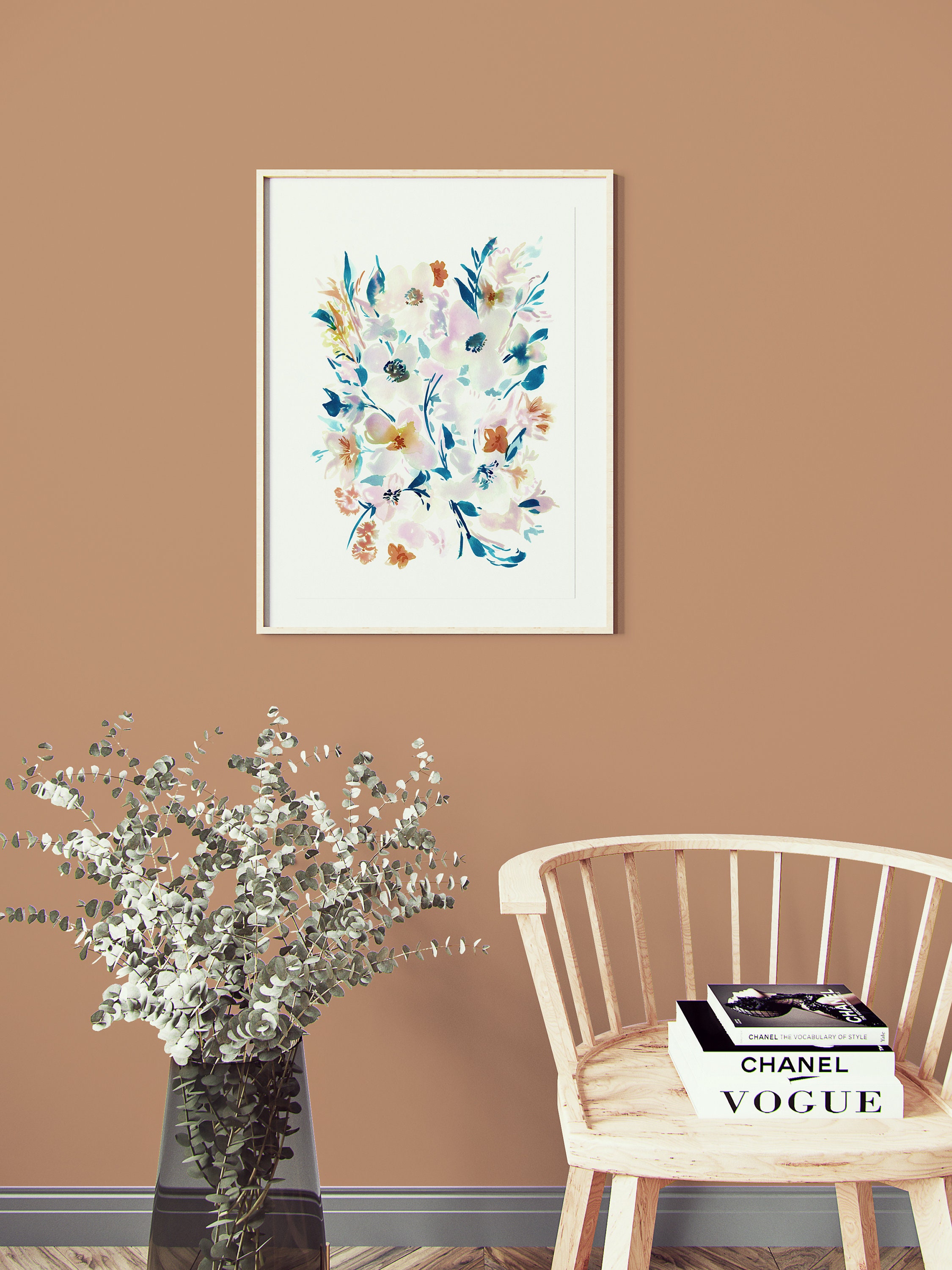 Pastel Floral Wall Art Abstract Watercolor Flower Painting Etsy