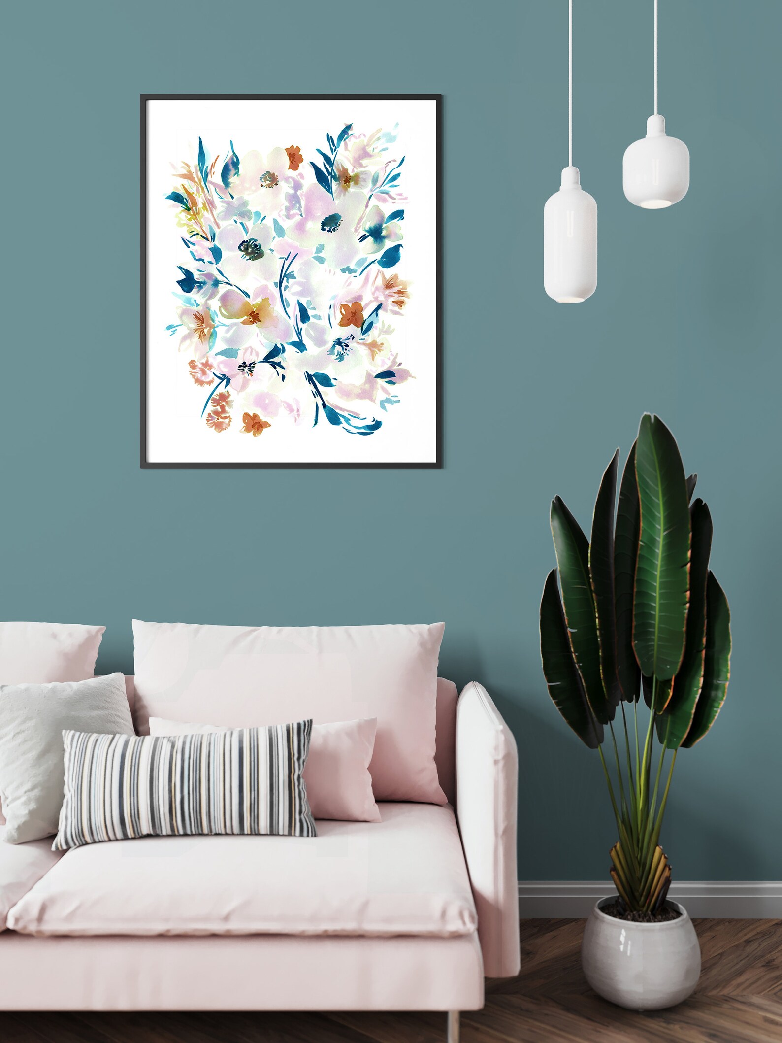 Pastel Floral Wall Art Abstract Watercolor Flower Painting Etsy