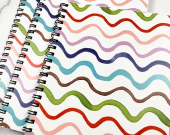 Wavy Stripe Journal, Half Letter Spiral Notebook